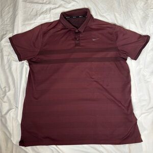 Nike Golf Shirt Mens Maroon Zonal Cooling Performance Polo Swoosh Logo